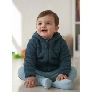 The North Face Jacket Toddler‎ 2T Gray Sherpa Fleece Hoodie  Full Zip Cozy Warm